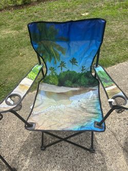 Camping yard chairs beach scene