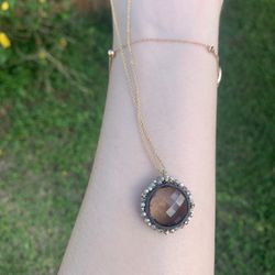 Daniella Welmond Smokey Topaz Pendant Necklace 