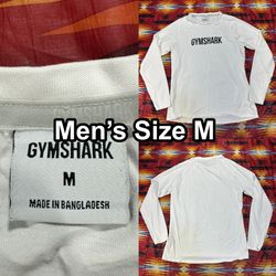 Gymshark Apollo Long Sleeve White T-Shirt Mens Medium Muscle Fit Stretch Gym