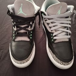 Glow Green Jordan 3's