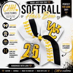 Custom Softball Hair Bow – Name & Number