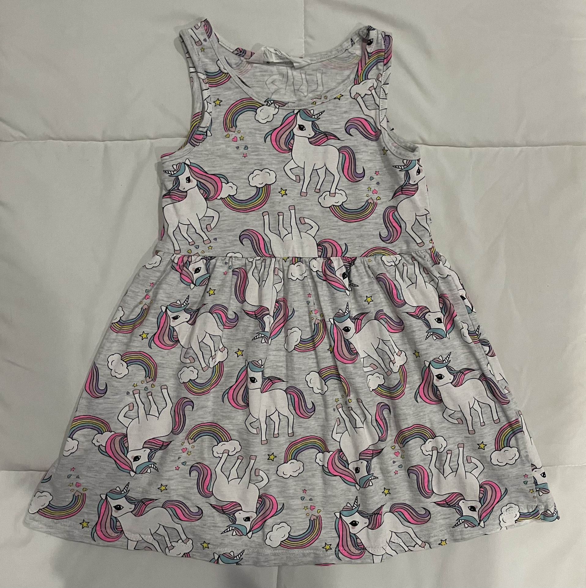 H & M Toddler Girl Gray Unicorn Dress Size 2 to 4 year 