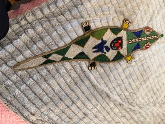 Large Hand-Beaded African Crocodile / Alligator Wall Art – 38” Long