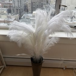 White Pampas Grass and 15” Antique Bronze French Bucket Vase