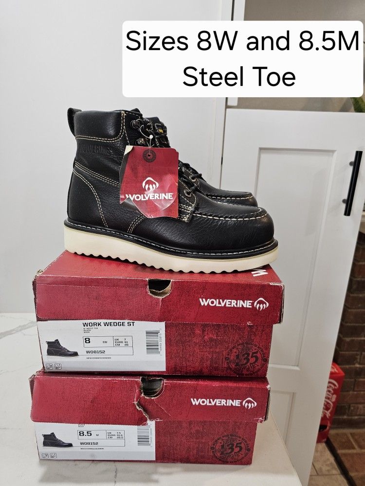 Wolverine Steel Toe Work Boots Sizes 8 And 8.5 