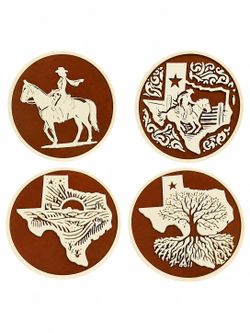 3D Printed Texas Coaster Set | Western Cowboy Drink Coasters | Rustic Home Decor