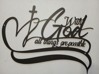 With God All Things Are Possible Metal Wall Sign