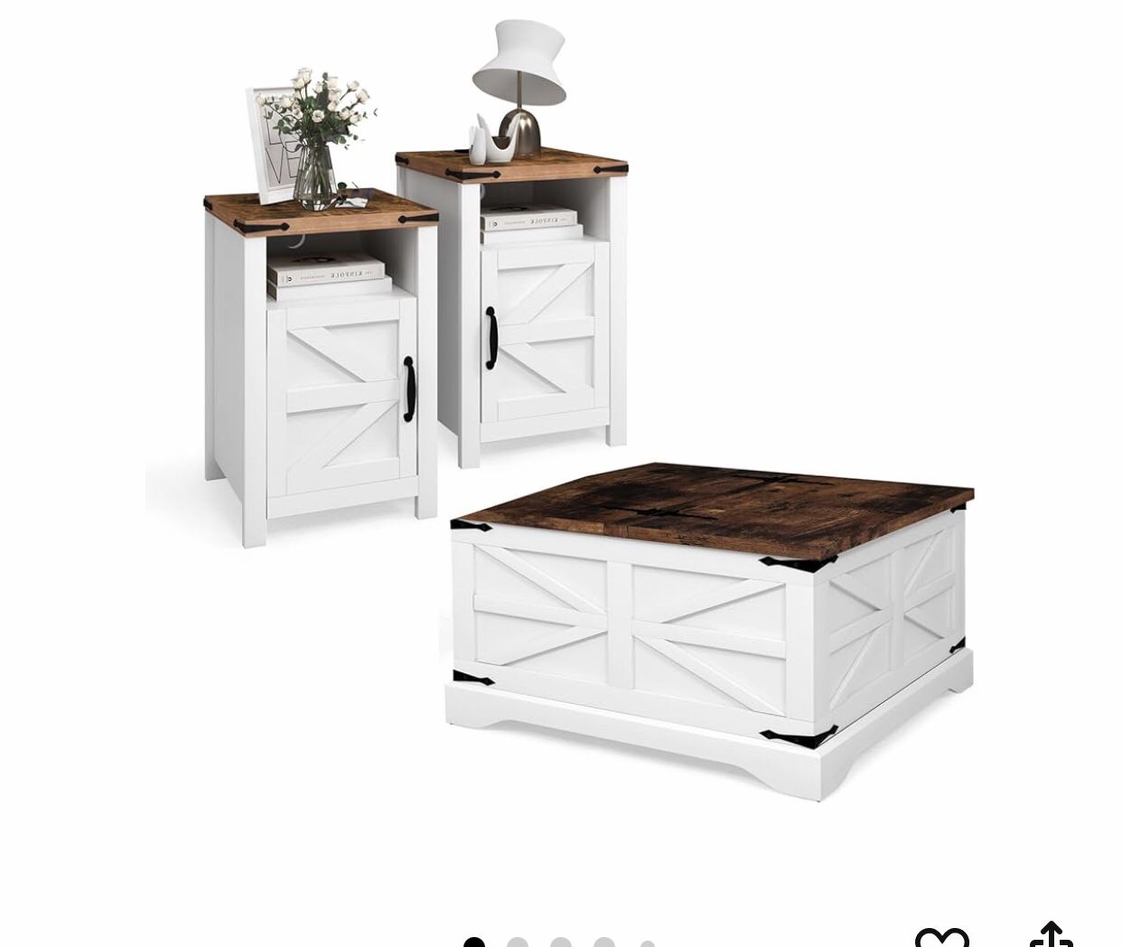New, Farmhouse Coffee Table And 2 End Table ( Price For All 3