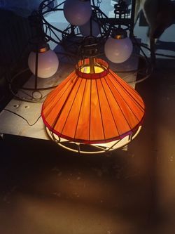 Hanging Vintage Mission Stain Glass Lamp