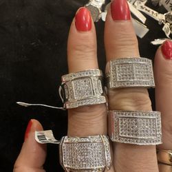 Men’s Silver Ring Size 9.5 Stone is Cubic Zirconi $100 Each 