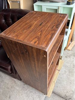 Wood Finish 3-Shelf Bookcase with Wheels