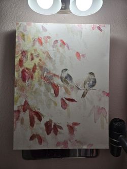 Canvas birds on perch