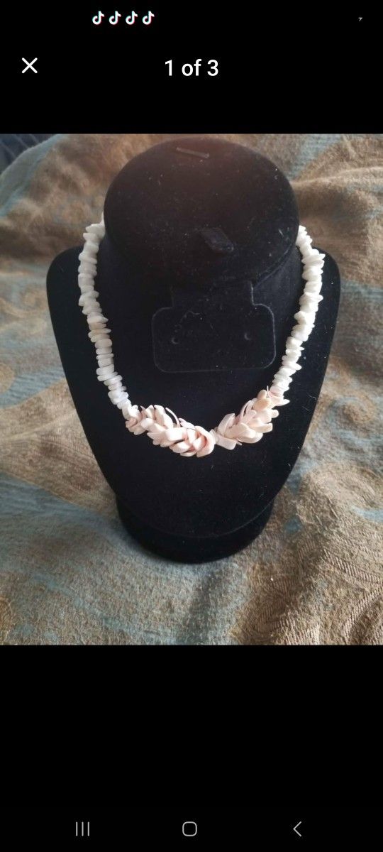 Vintage Pink Puka Shell Necklace 