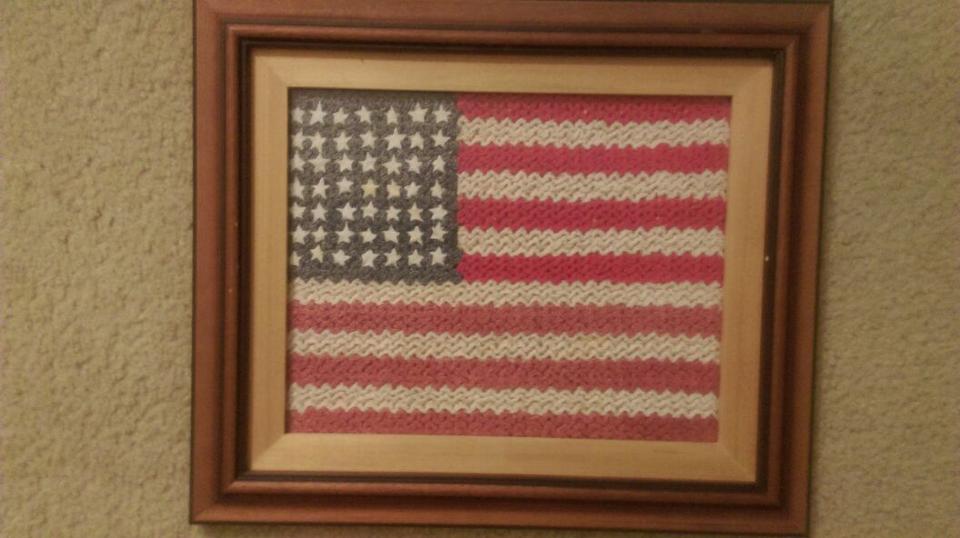 Antique handmade American flag framed