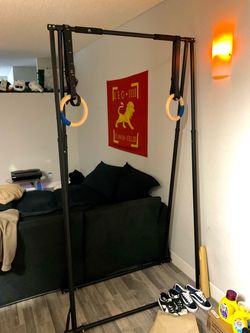 Freestanding Pull-Up Bar with Gymnastic Rings
