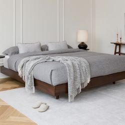 New! King Article Basi Walnut Bed Frame *delivery*