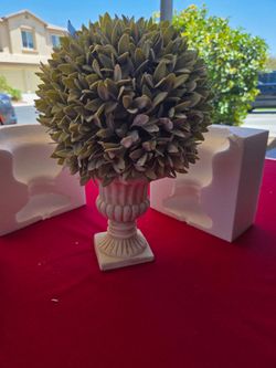 15 in. Green Artificial Sage Evergreen Ball in Urn