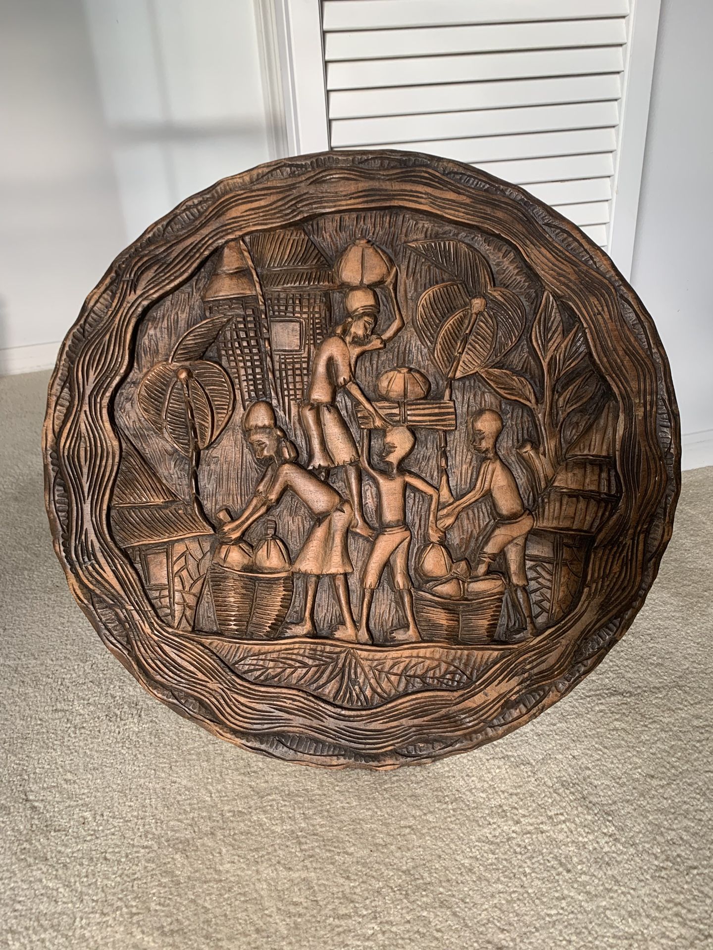 Handcarved wooden Artwork. Mountain made in Haiti.