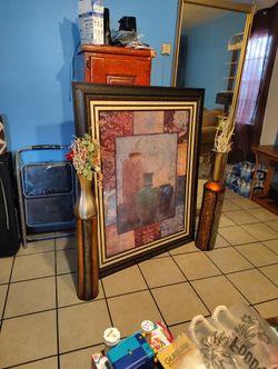 Paintings and 2 Vases