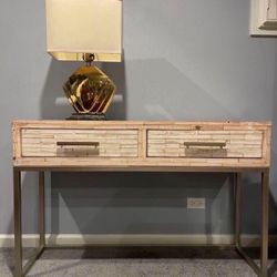 Industrial Loft Brushed White Wood Steel Console Table 