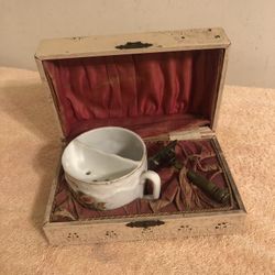 Victorian Women’s Shaving Box Flower Cup No Brush Safety Razor 