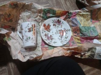 Porcelain Tea Cup And Saucer , Autumn Flowers