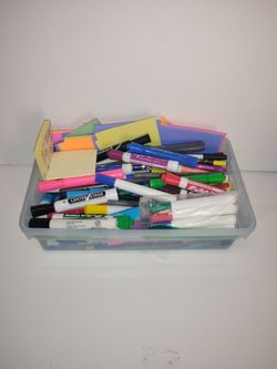Mixed Lot of over 150 Pens. Markers and Sticky Notes - Great for schools or offices