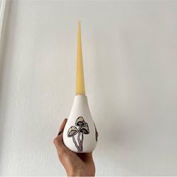 Hand painted Pottery Candlestick Holder