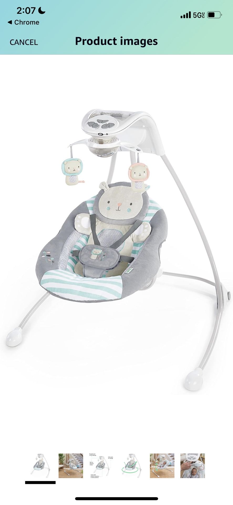 Ingenuity InLighten 6-Speed Foldable Baby Swing