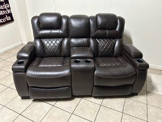 Leather love seat sofa