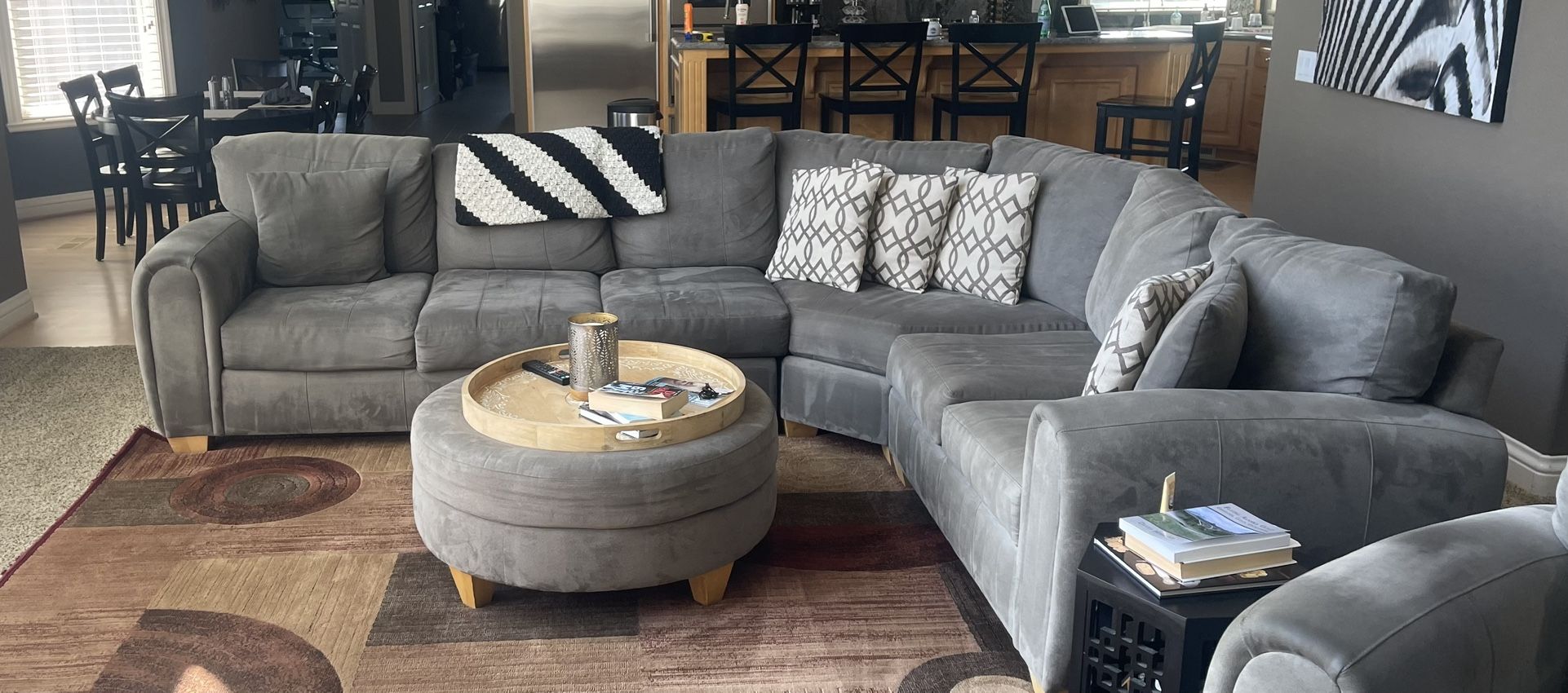 Sectional, Ottoman, And Chairs