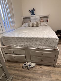 Queen bed frame with storage