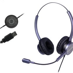 Brand: KONNCHUENG
-
PC Headset for Computer Laptop Mac, Duo Over Ear USB Headphone with Microphone for Call Center Office - BRAND NEW