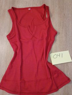 Red Ribbed Sleeveless Tank Top Size M