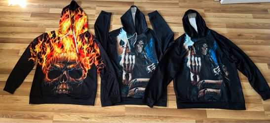 Lot of 3 Men’s Graphic Skull Hoodies