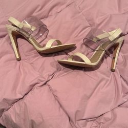 BGBG MAX AZRIA heels Size 8.5M/38.5 Nude/cream