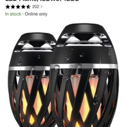 New - Never Opened- TIKI Ultra IPX4 Water-Resistant Bluetooth Speaker with LED Flickering Flame Effect, Black, Set of 2
