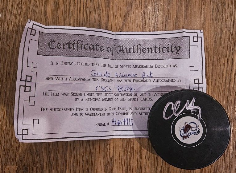 Colorado Avalanche Autographed Chris Drury Puck
