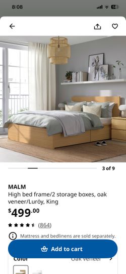 King bed frame with 2 drawers