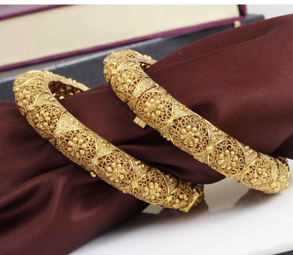 Bollywood Ethnic Indian Bangles Jewelry Bridal Gold Plated Antique Pakistani Set size 2.8