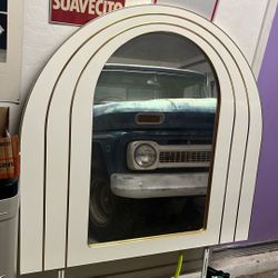 White And Gold Arched Mirror Dresser