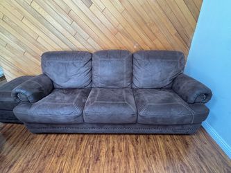 Dark Brown 3-Seat Sofa with ottoman