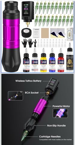 BRAND NEW Tattoo Kit Tattoo Pen with Tattto Battery and 20 Pcs Tattoo Cartridge Needles, Tattoo Ink