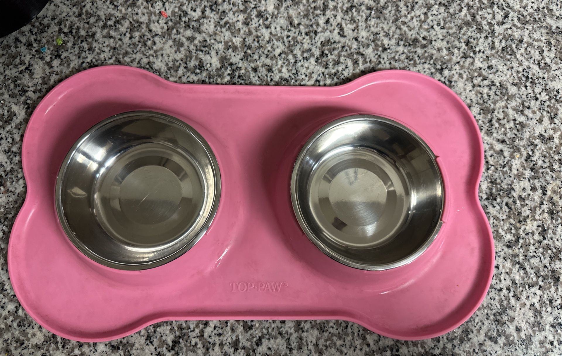 Pink Double Stainless Steel Pet Bowl Feeder