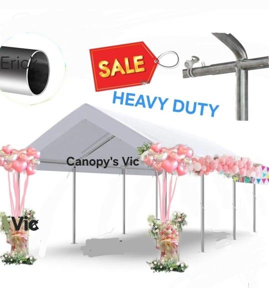 10'x20' Canopy Party Tent Heavy Duty Galvanized  Canopy Tent Outdoor Metal Party Tent Garage Shelter Shade Large Carport with 8 Legs