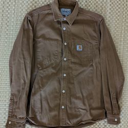 Carhartt Men WIP Tony Shirt Jacket Canvas Workwear Duck Brown Men's Size Large