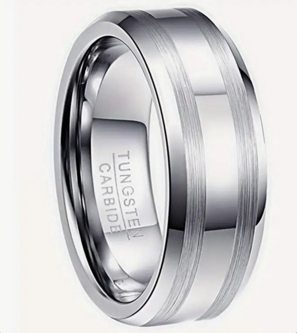 Men's Tungsten Ring, 8mm Wide Comfort Fit Size 9
