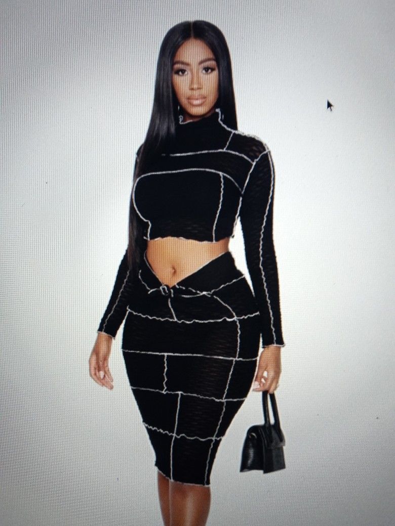 Size L Fashion Nova Mesh Skirt Set