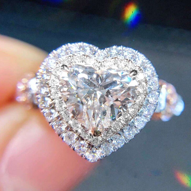 "Luxury Pure Heart CZ Fashion Shiny Diamonds Macro Pave Ring for Women, K852
 
 