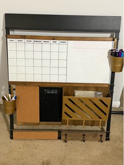 Whiteboard calendar, cork-board, mail organizer